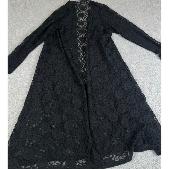 Torrid Cardigan Sweater Womens 2/3 Black Floral Lace Open Front Sheer Plus Flowy - Picture 1 of 10